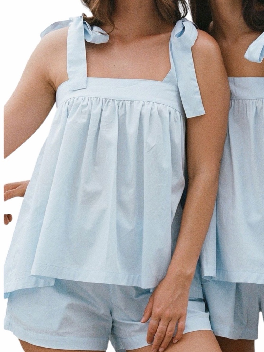 Piyama Baby Blue "Suzie"  Tie-Shoulder Cotton Shortie Sleep Set XXL